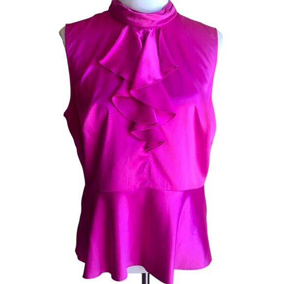 NWT Nanette Lepore sleeveless high neck peplum blouse sz L **flaw - Picture 1 of 6